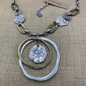 Ruby Rd. Mixed Metals Hammered Openwork Circled Pendant Chain Necklace